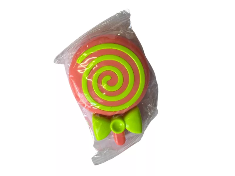 Masnis nyalóka alakú kontaktlencse-tároló készlet, Szín: piros alap és sárga masni