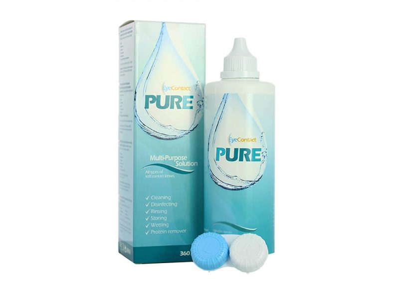 EyeContact PURE (360 ml), kontaktlencse folyadék lencsetartó tokkal