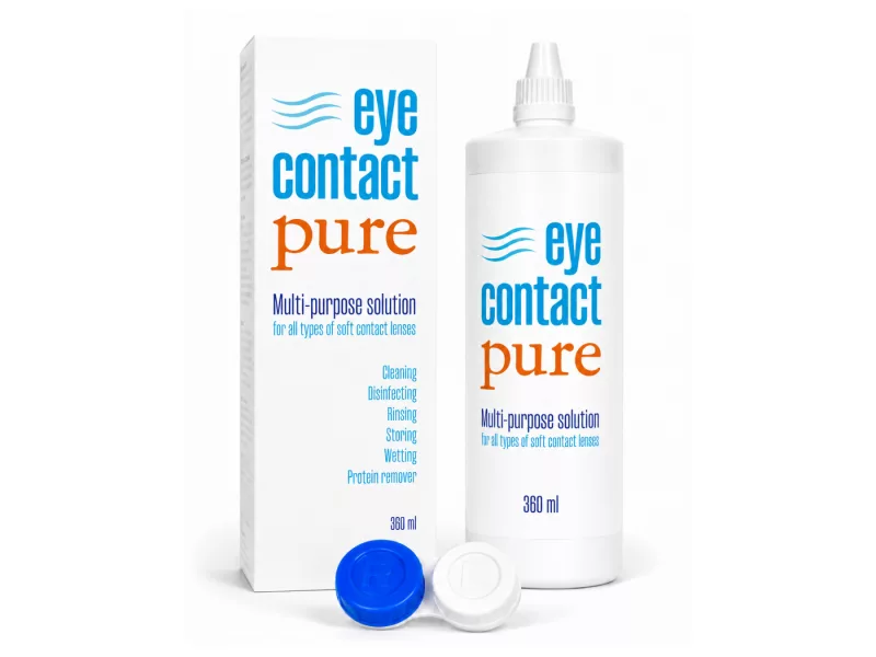 EyeContact PURE (360 ml), kontaktlencse folyadék lencsetartó tokkal